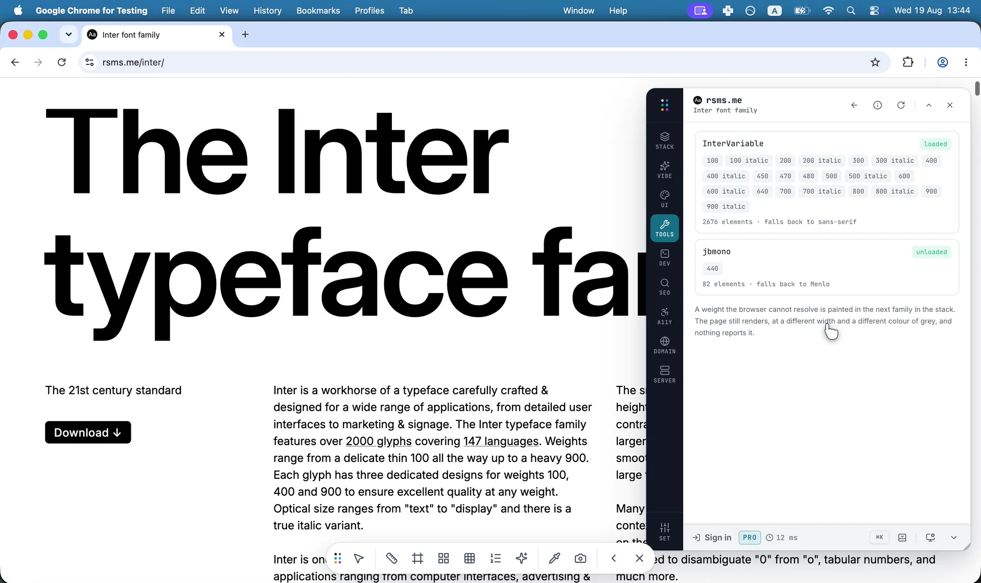 Which fonts arrived, which fell back, and which never loaded at all