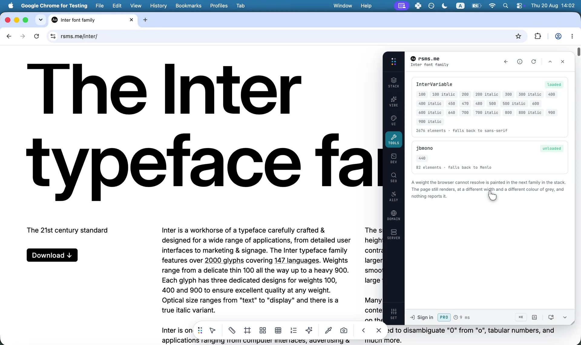 Which fonts arrived, which fell back, and which never loaded at all
