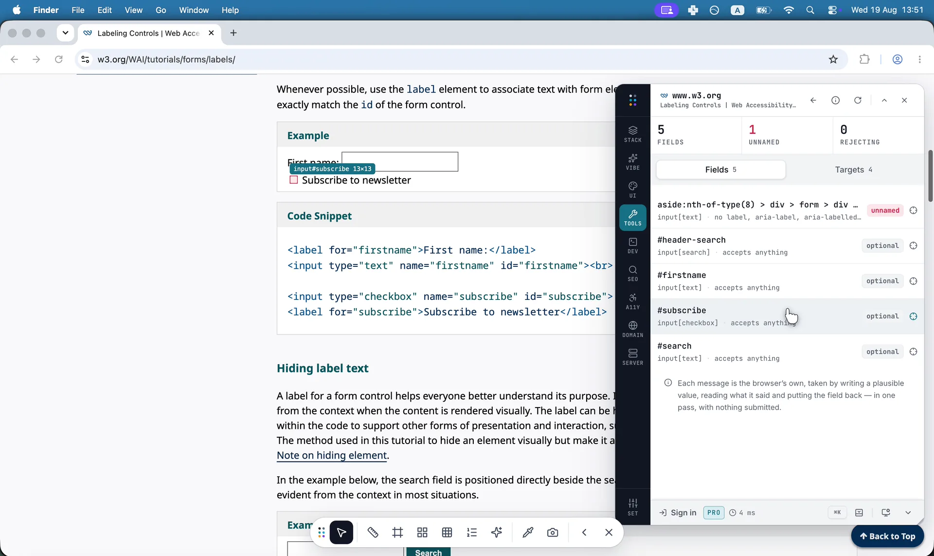 Every field, what it validates, and where the form posts