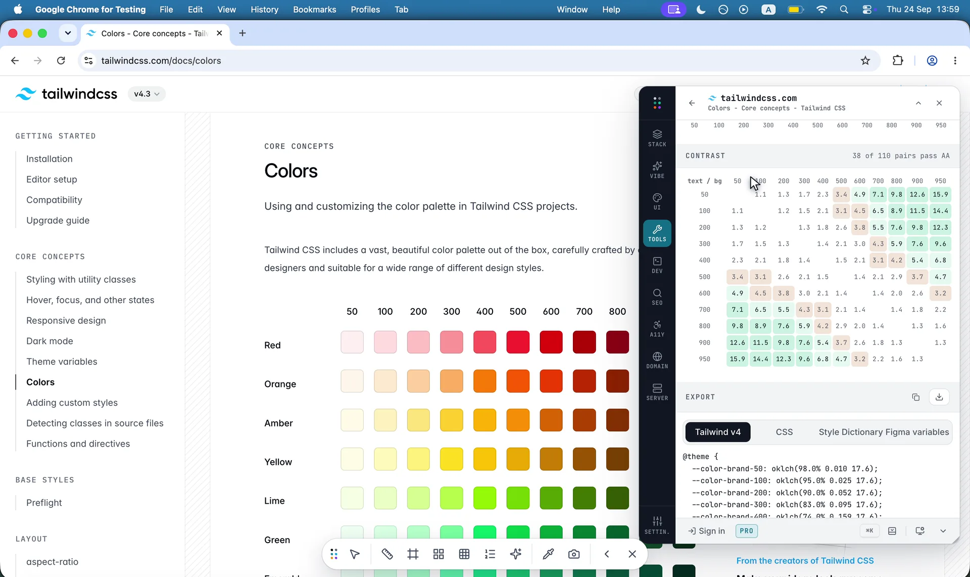 One brand colour becomes eleven steps, with the pairs that can carry text