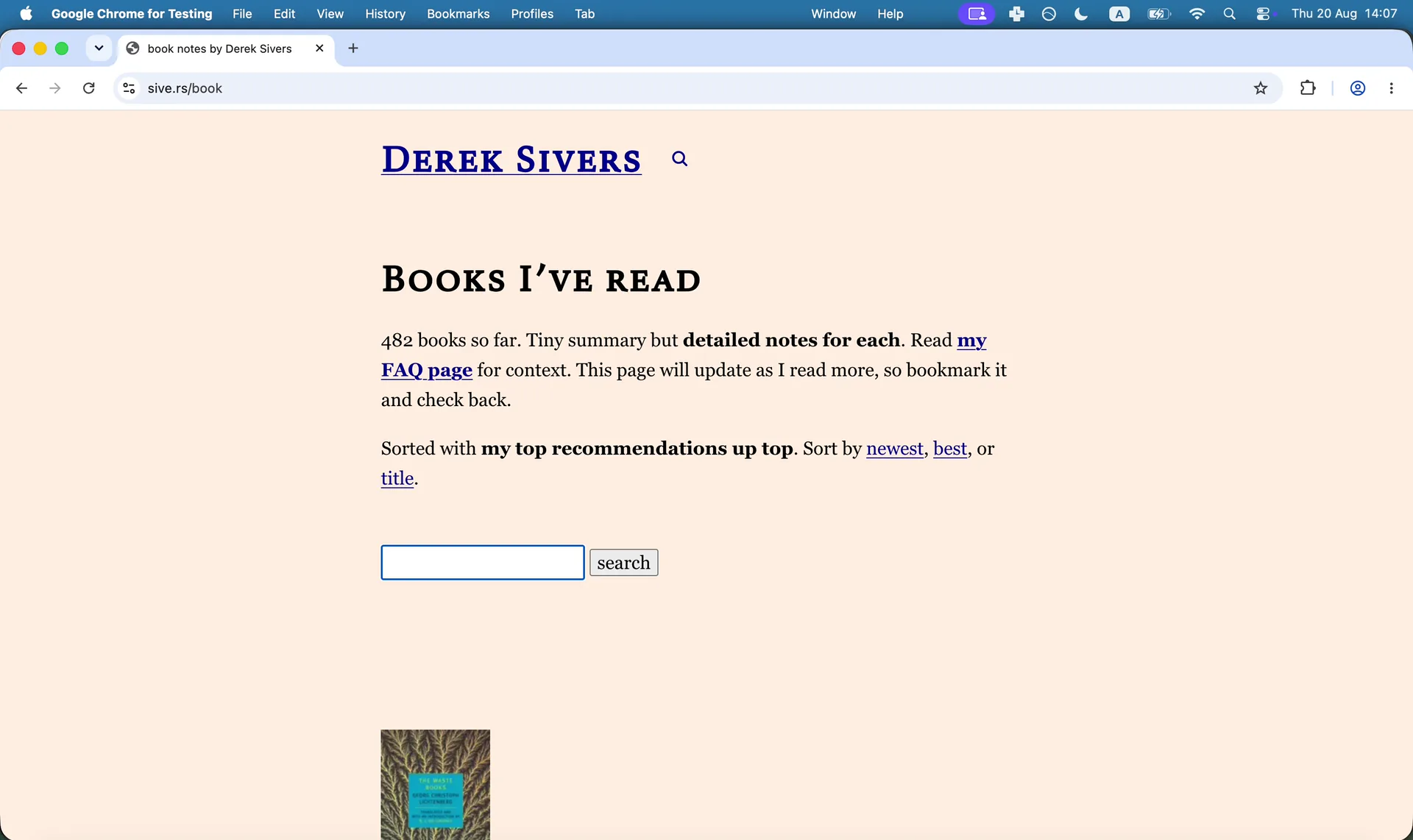 A stylesheet written for one site, still there on the next visit