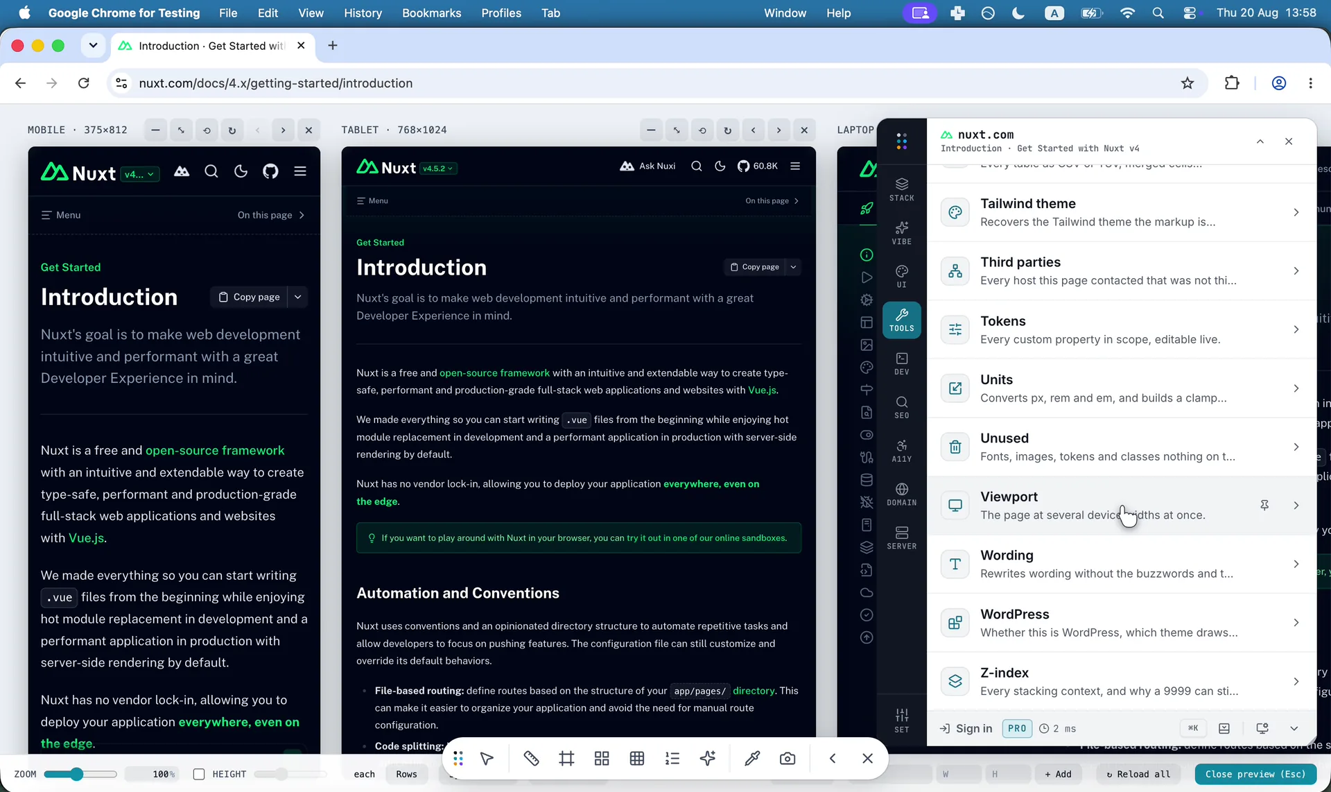The same page at real device widths, side by side
